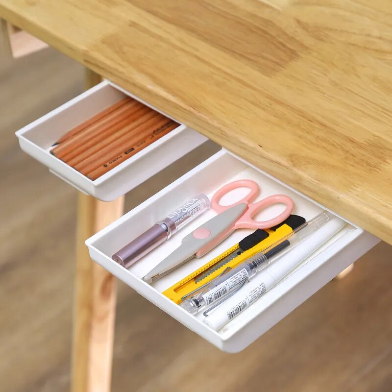 Adhesive-Mounted Concealed Drawer for Desks