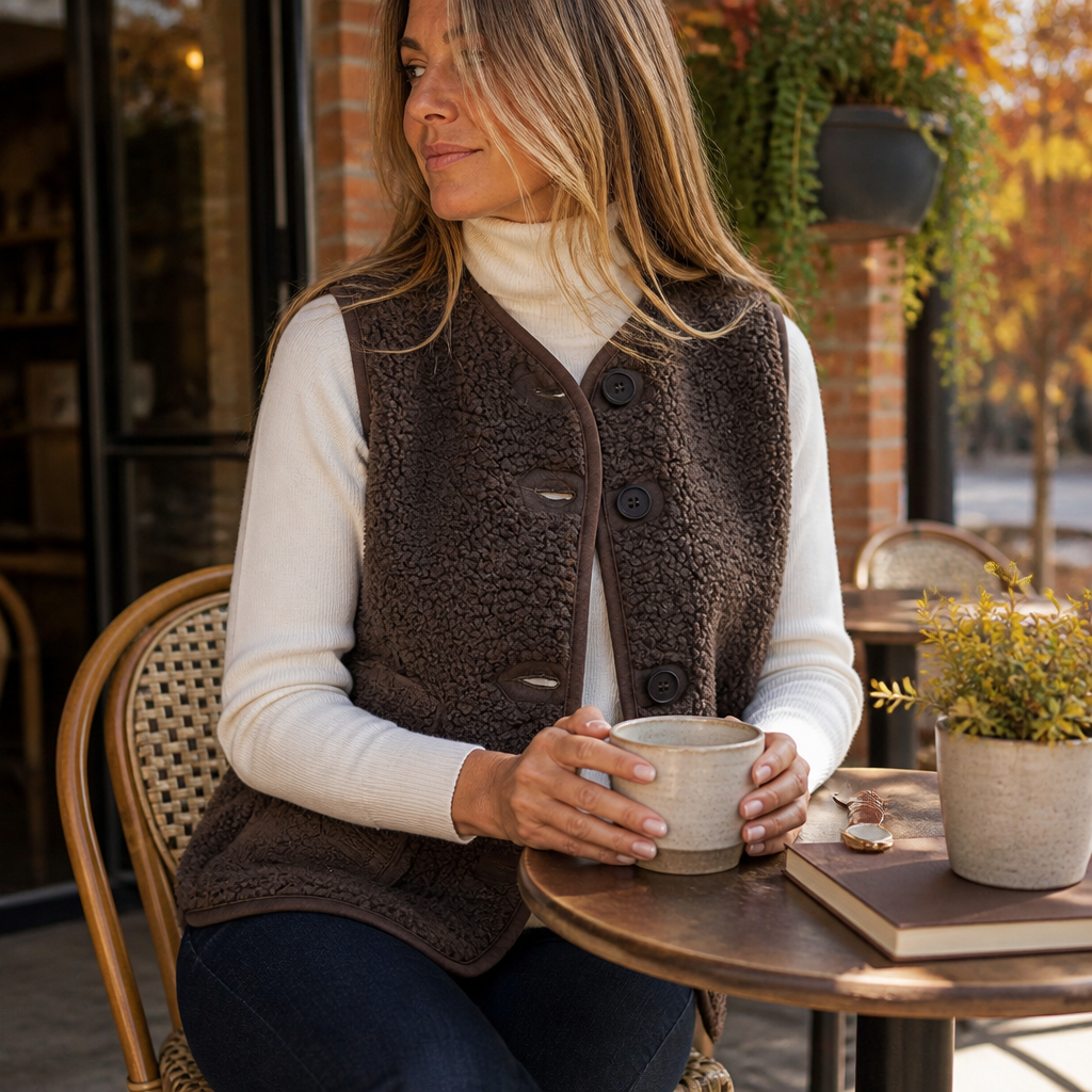 CloudWarm™ – Cozy Sherpa Button-Front Sleeveless Vest