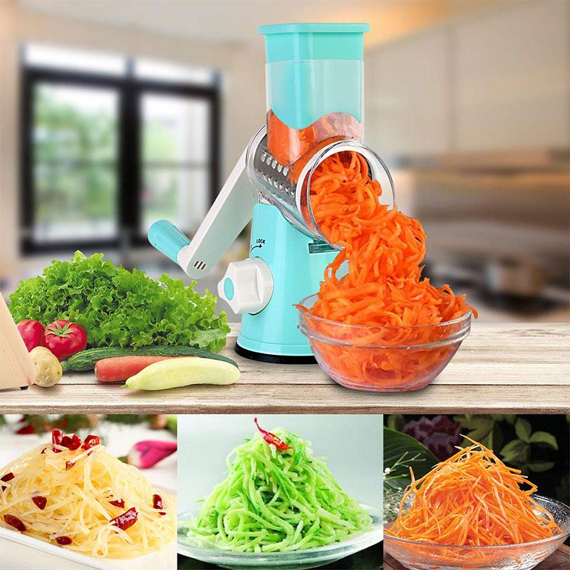 Rotary Vegetable Grater | Drum Shredding Blades | Stable Non-Slip Suction Base | SliceCraft