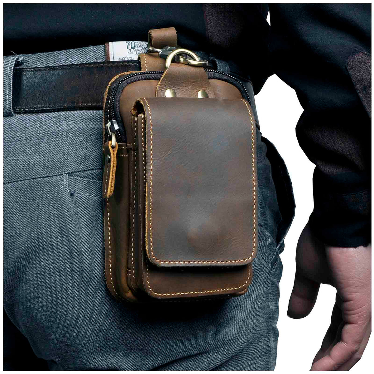 Men's Leather Waist Bag | Crossbody Fanny Pack and Belt Pouch