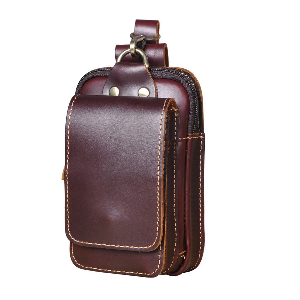 Men's Zippered Leather Waist Bag