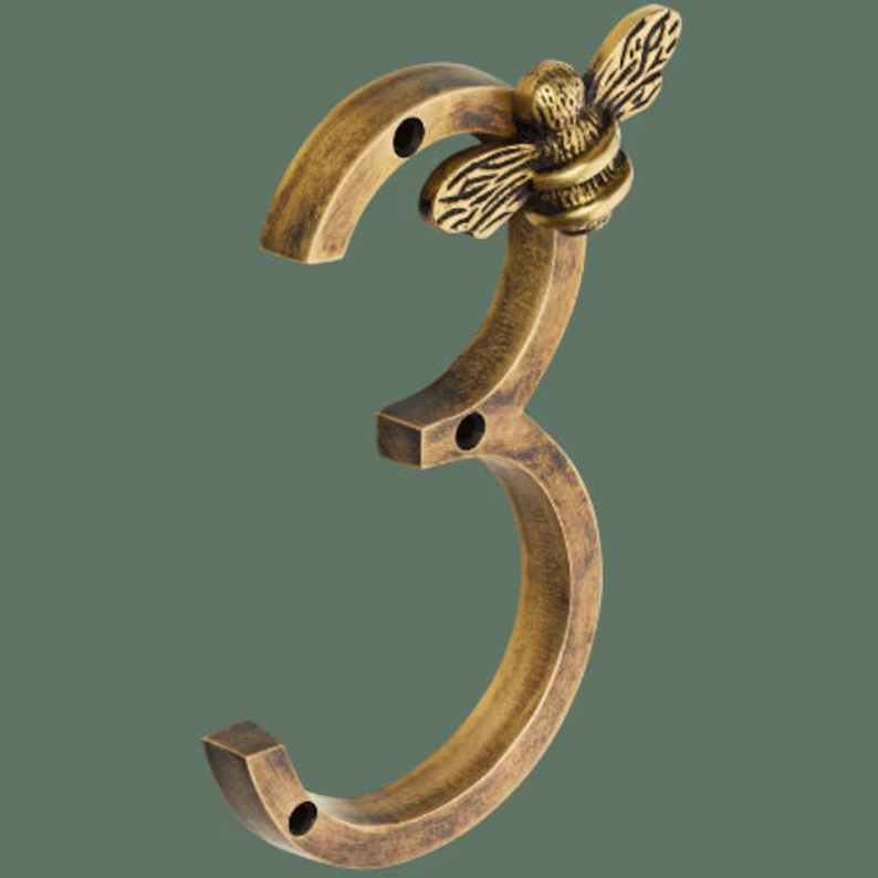 Bee-Inspired House Number Plaque – Customizable with 5 Digits