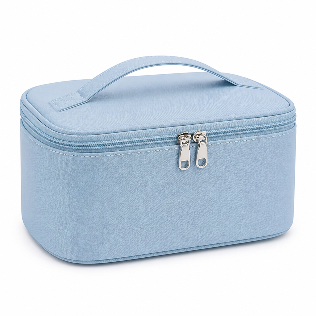 Adjustable Dividers & Sturdy Handle Travel Makeup Organizer