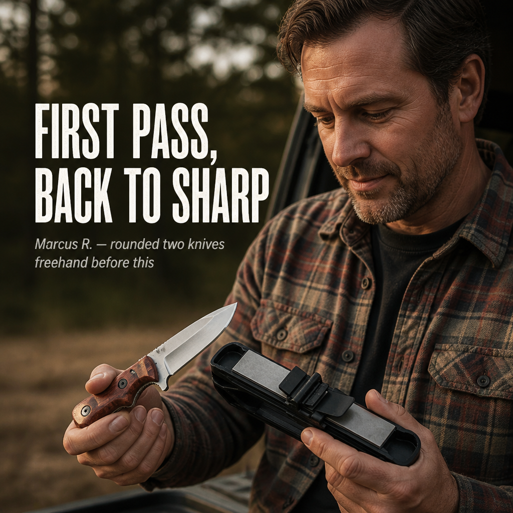 RazorEdgeX™ — Lock Your Angle and Rebuild Any Dull Blade to Shaving-Sharp in Minutes
