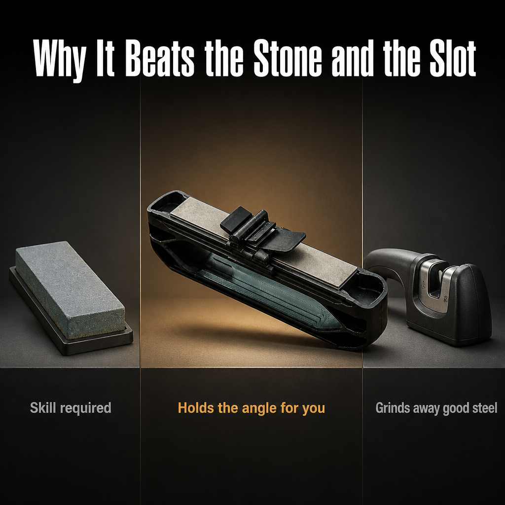 RazorEdgeX™ — Lock Your Angle and Rebuild Any Dull Blade to Shaving-Sharp in Minutes