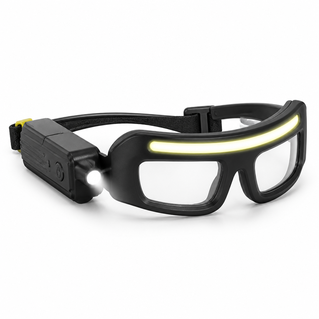 Hands-Free Motion-Sensor Glasses-Mounted Work Light
