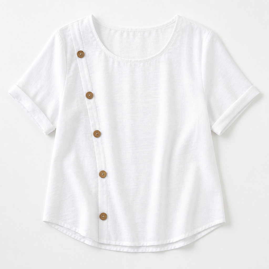 LumeaLuxe™ – Comfortable Cotton Shirt Featuring Side-Button Accents
