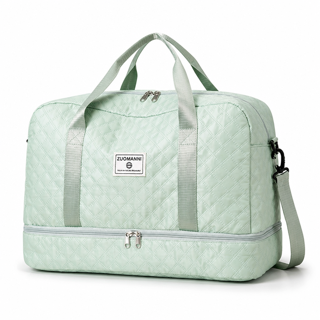 Water-Repellent Nylon Weekender Bag (Shoe & Wet Compartments)
