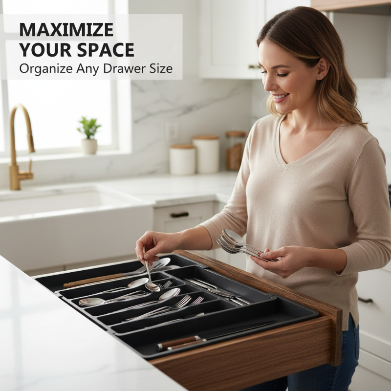 Adjustable Cutlery Organizer for Drawers – 33 to 57 cm Expandable