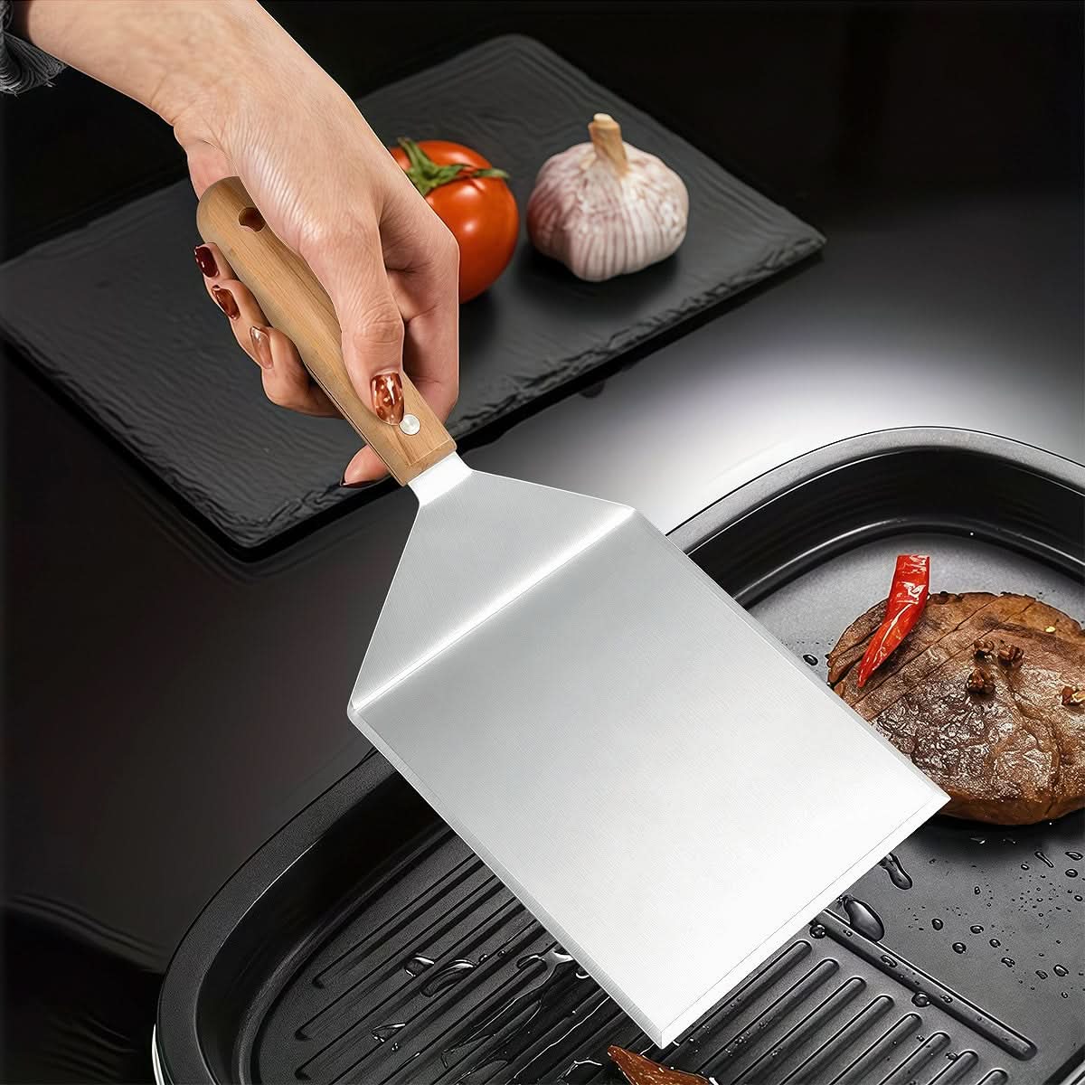 Ergonomic Steel BBQ Spatula with Durable Construction