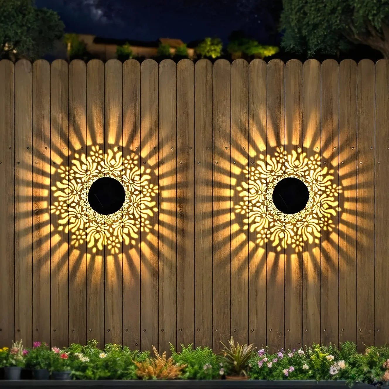 Peony Shadow Play Solar Light Set for Outdoor Walls