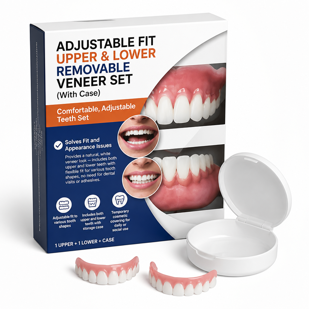 Adjustable Fit Upper & Lower Removable Veneer Set (With Case)