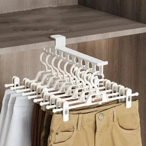 Space-Saving Wardrobe Rod for Extendable Pants Storage