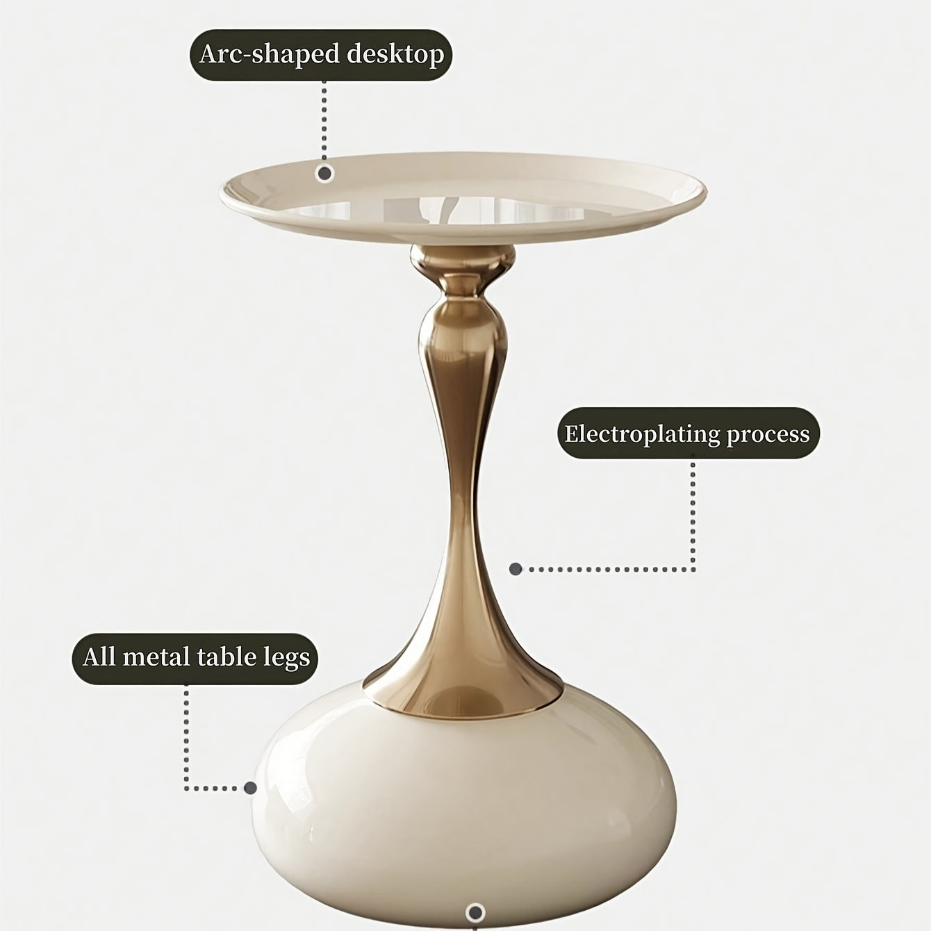 Stylish side table featuring a gold tulip-shaped base