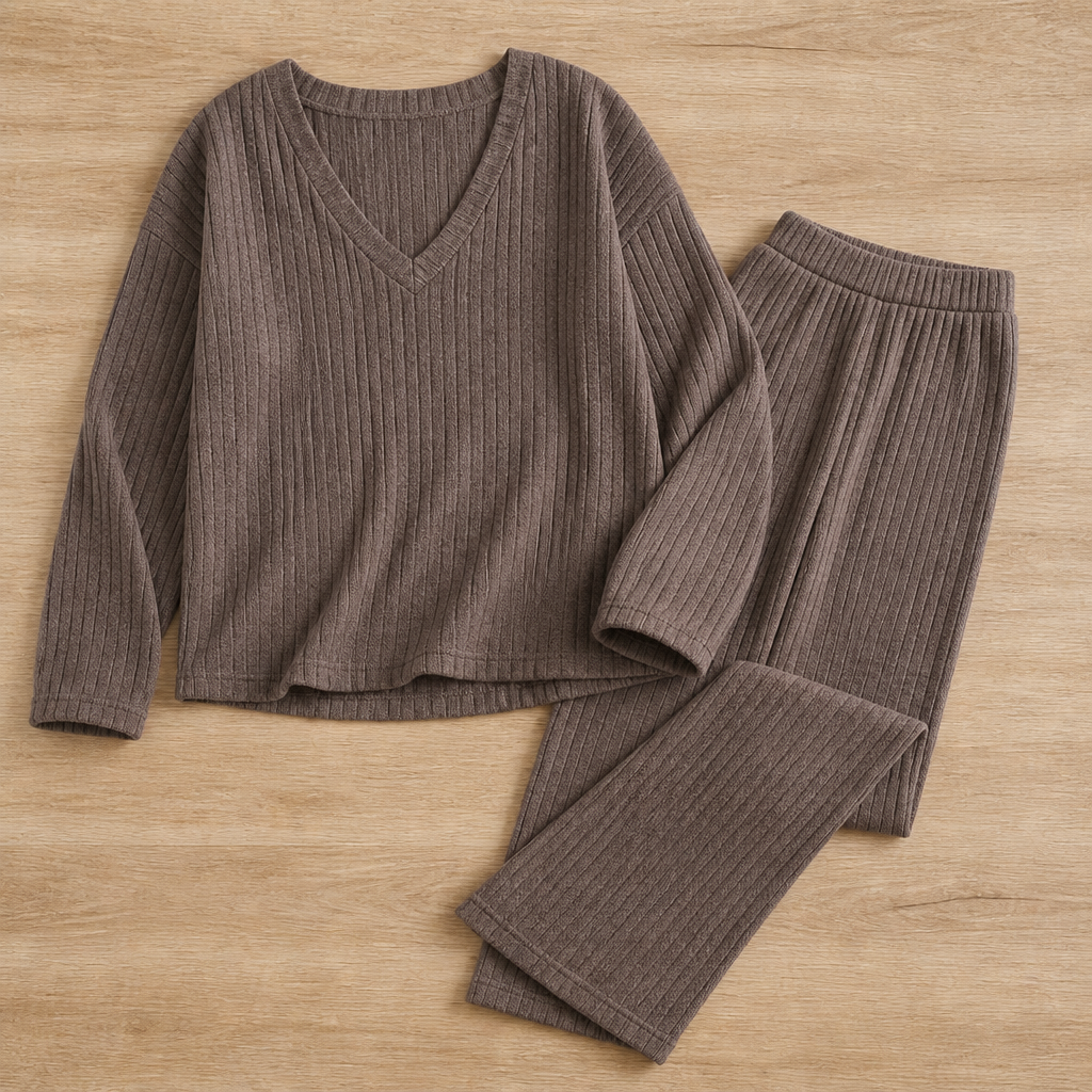 SeranaSilk™ Soft Ribbed Lounge Set — Embrace All-Day Luxury That Flatters Every Curve