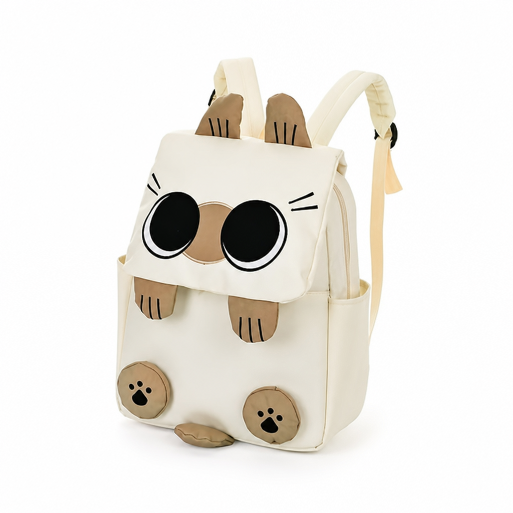 Large Capacity Cartoon Cat Nylon Backpack (Machine-Washable)
