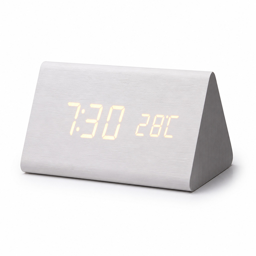 Voice-Activated Wooden LED Table Clock