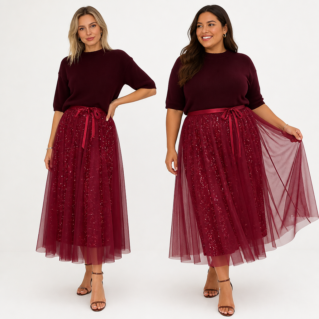 Luminelle™ Shine Top and WhisperTulle™ Skirt — Command Every Room with Effortless Elegance and Unstoppable Confidence