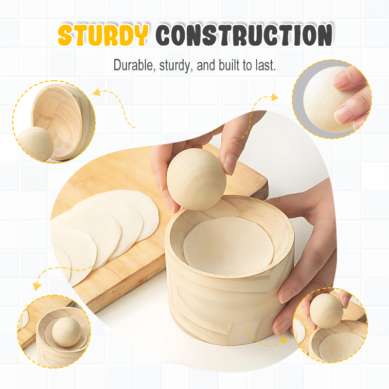 Wooden Dough Press for Uniform Portions Every Time