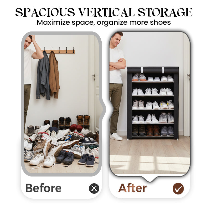 Shoe Storage Cabinet – 6 or 8 Shelf Design with Dust Cover