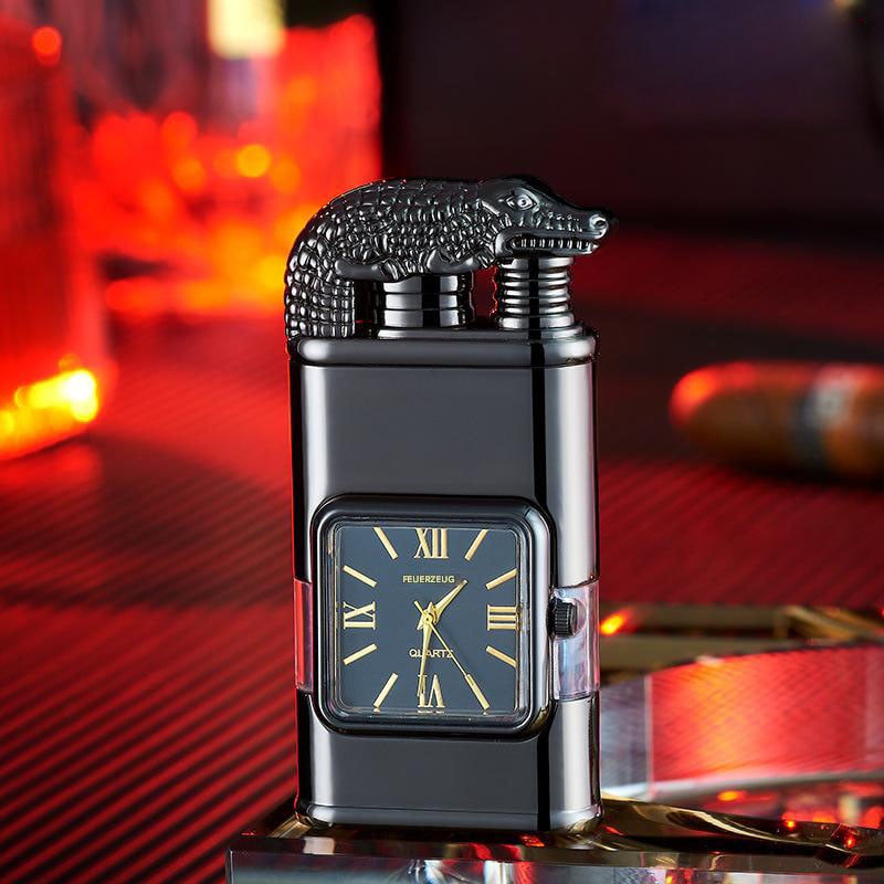 Vintage Style Lighter with Clock and Adjustable Flame