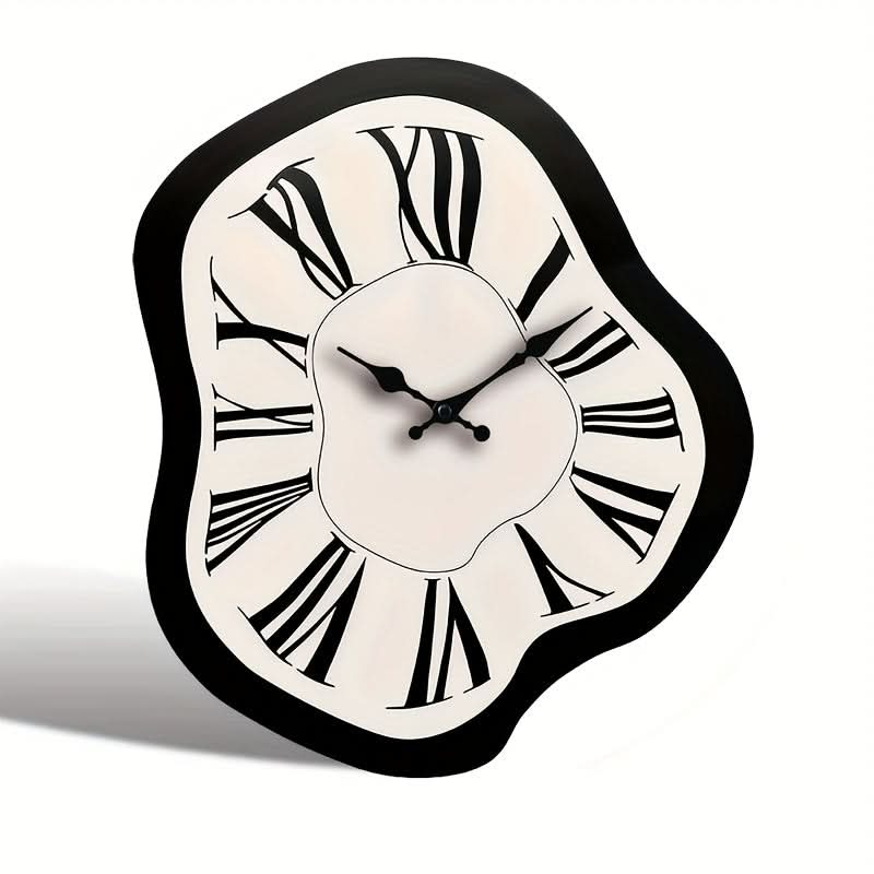 Silent Wooden Wall Clock with Roman Numerals – Irregular Design