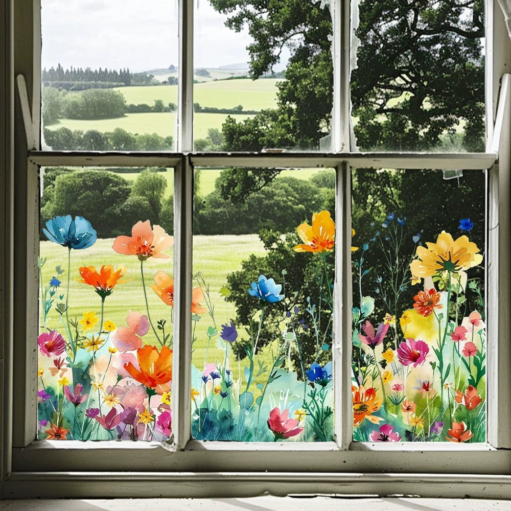 Floral and Butterfly Window Decals – Nature-Inspired Design