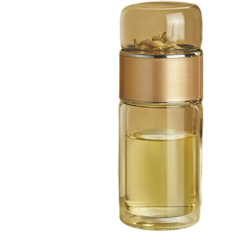 Detachable Filter Glass Bottle for Brewing Tea with Flip Control