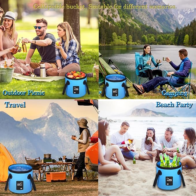Portable Camping Shower with 20L Collapsible Water Bucket and USB Battery
