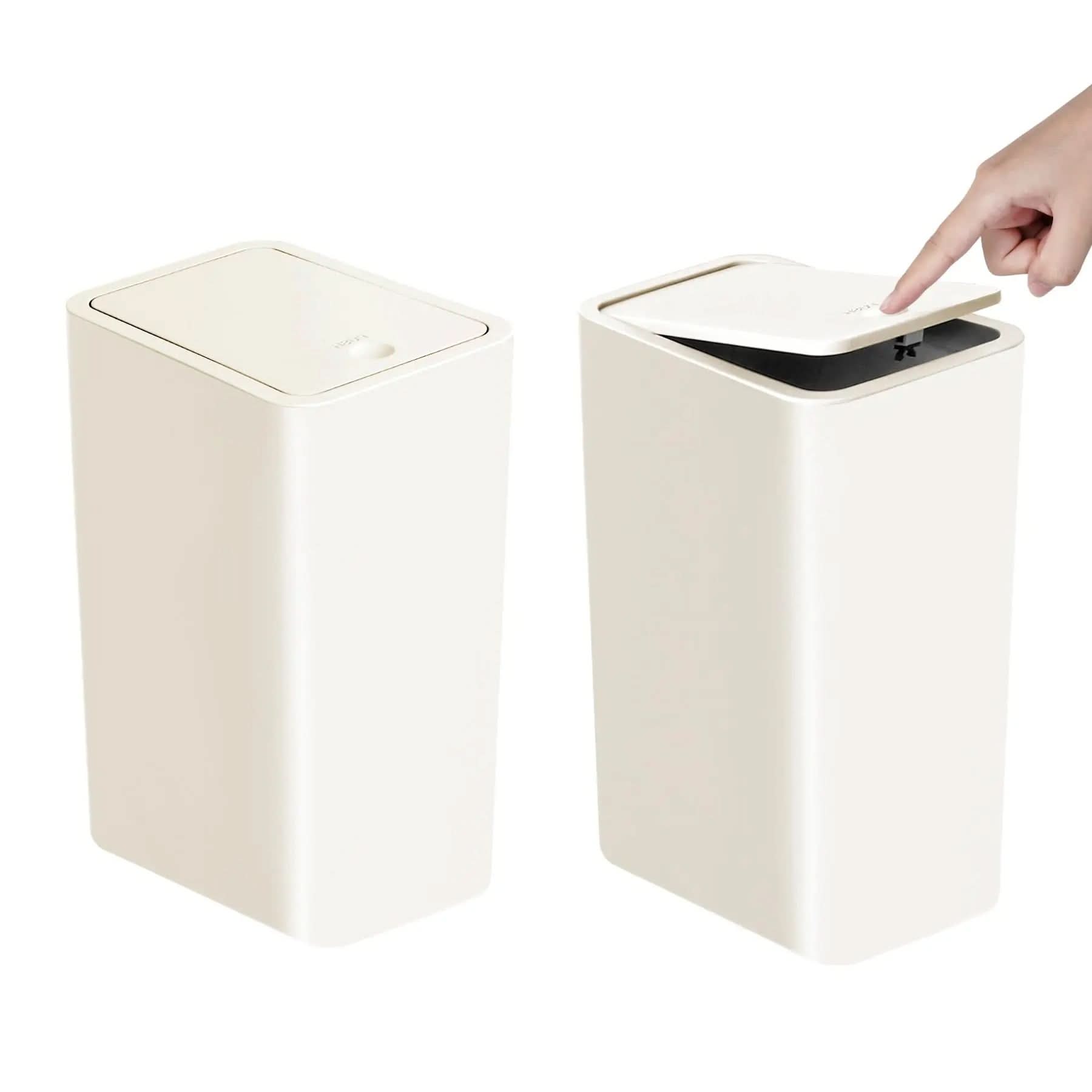 Slim 10L Trash Can with Press Top Lid