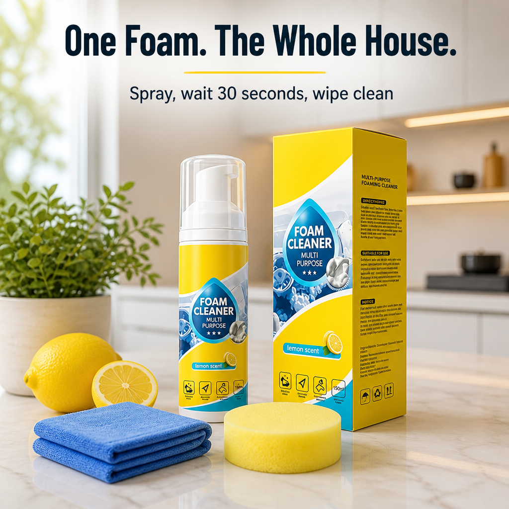 FoamLift™ — Spray, Pause 30 Seconds & Wipe Grease Away from Any Surface