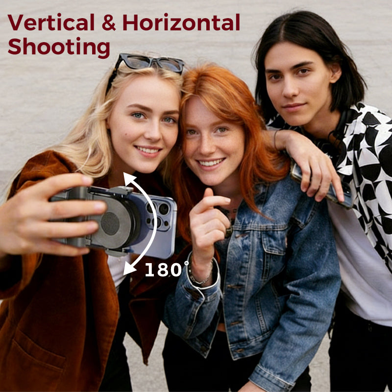 Bluetooth Camera Shutter with Smartphone Grip and 180° Stand Base