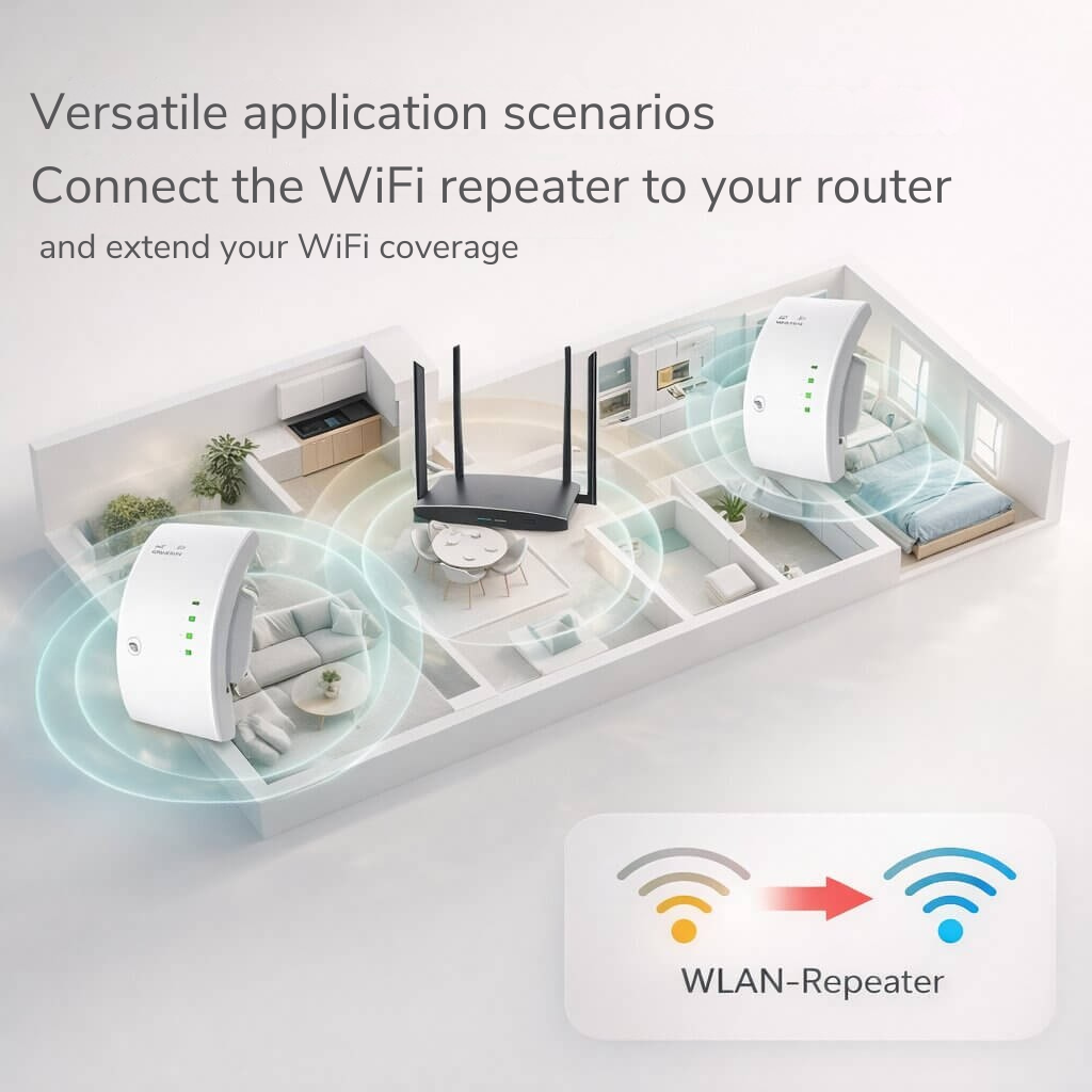 Signal Amplifier | Extended Coverage | Easy Plug and Play Setup | WiFiora