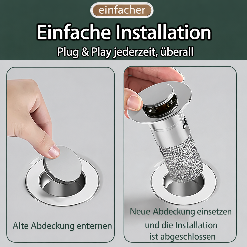 Sink Drain Plug | Stainless Steel Blockage-Resistant Filter | FilterPro