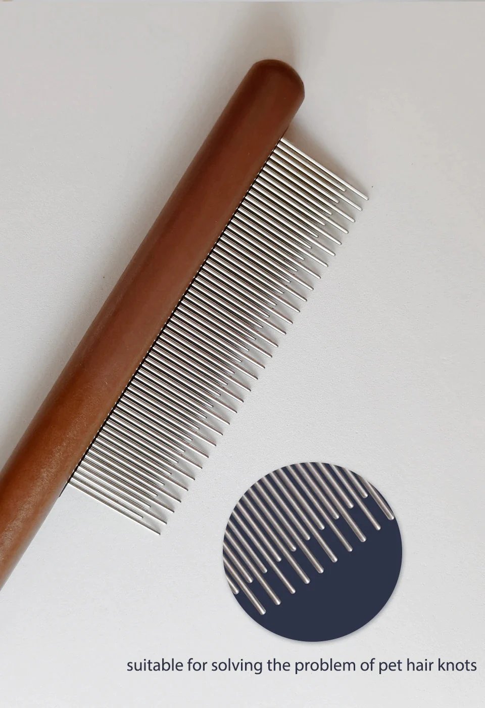 Stainless Steel Tooth Pet Grooming Comb for Gentle Coat Care