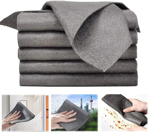 Set of 5 Scratch-Free Microfiber Cloths for Cleaning Surfaces