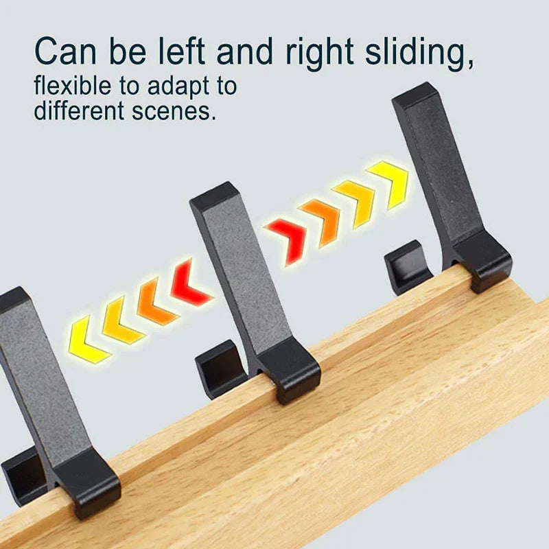 Sleek Wooden Wall Hook Rack with Adjustable Hooks