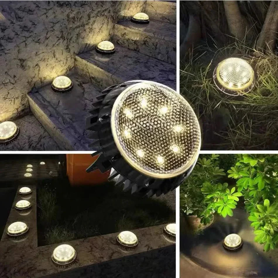 Solar-Powered Waterproof Ground Lights for Outdoor Spaces
