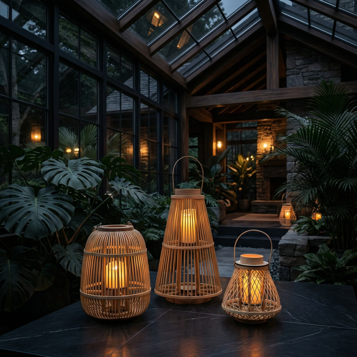 Boho Hanging Garden Decor - Handcrafted Rattan Lanterns for Patio