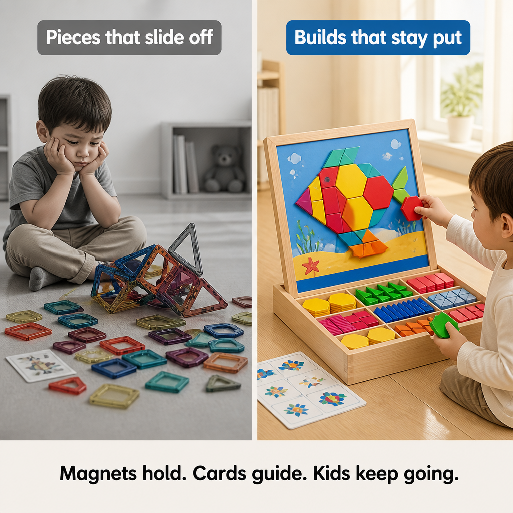 VivaBuilds™ — Build, Count & Create on a Magnetic Board That Holds Their Focus