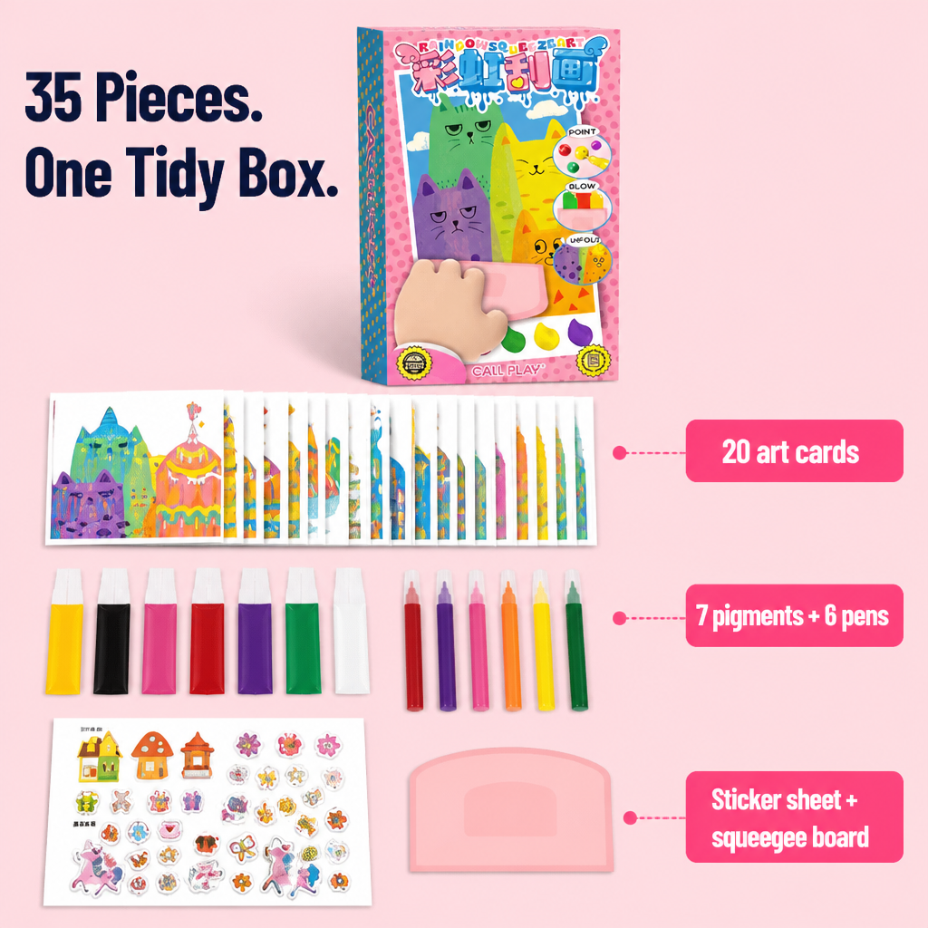 VividSpark™ — Dot, Scrape & Reveal Rainbow Art Kids Master in Minutes | 35-Piece No-Mess Set