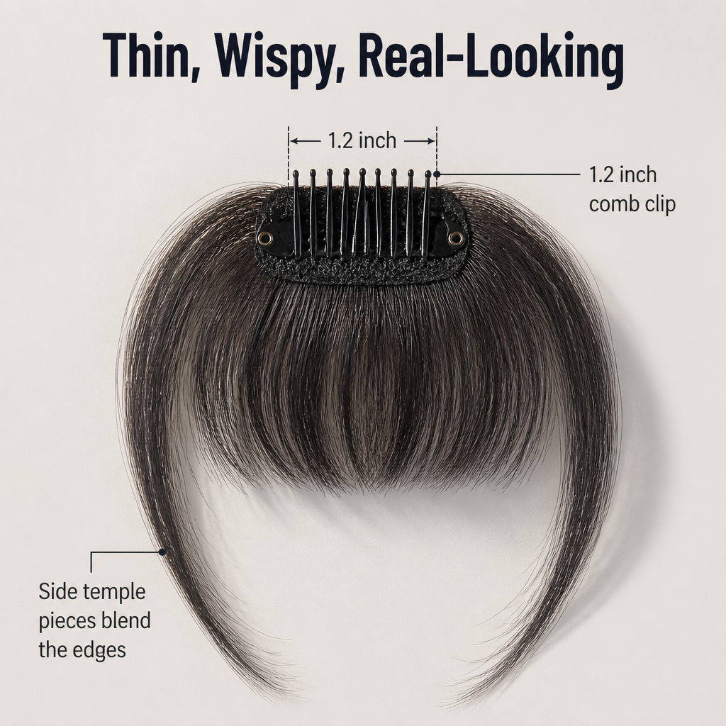 LumiFlip™ — Clip On Wispy French Bangs in 30 Seconds, No Cutting