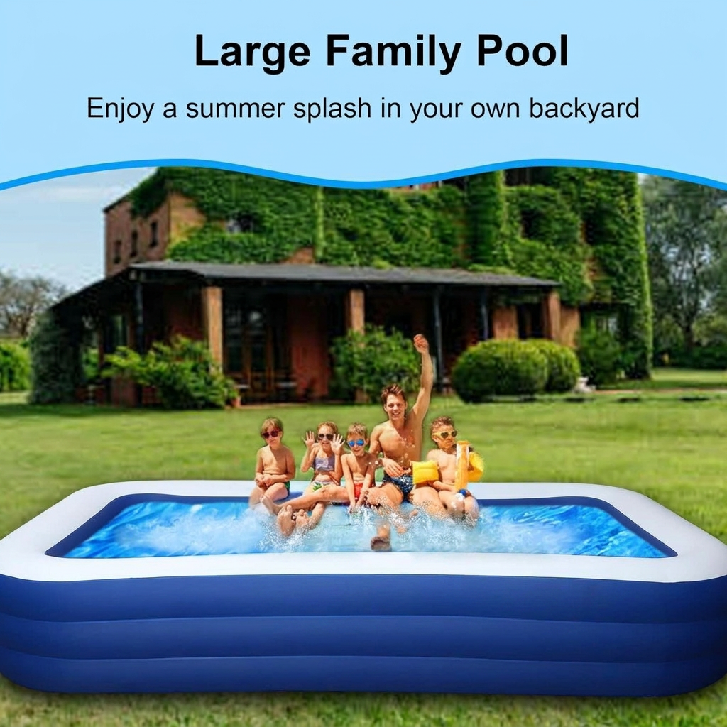 Family Sized Inflatable Swimming Pool – Large for Kids and Adults