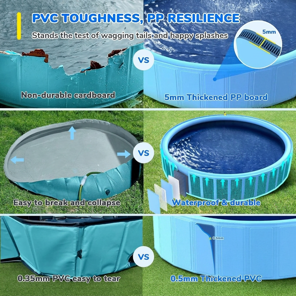 Water Play Pool for Kids and Dogs - Foldable with Non-Slip Sprinkler