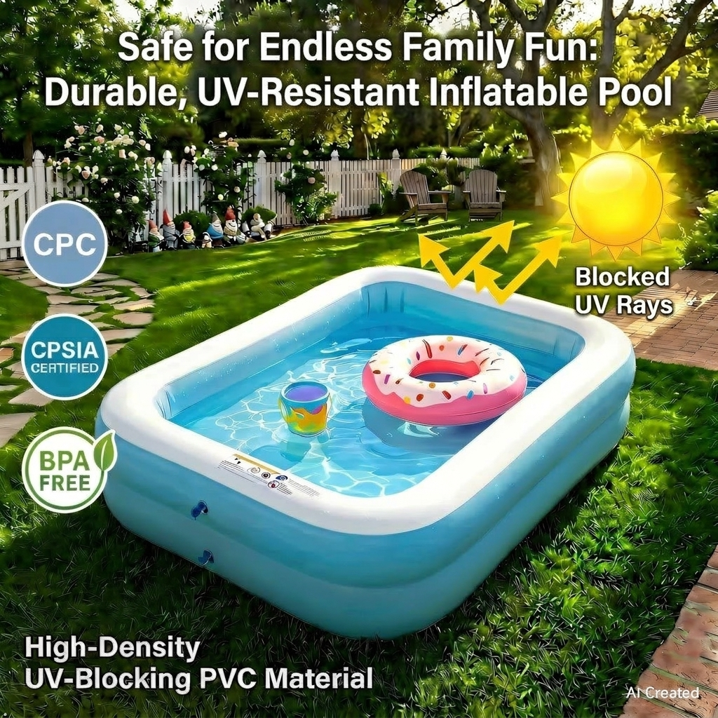 Rectangular Inflatable Pool for Children and Adults – Thickened Design