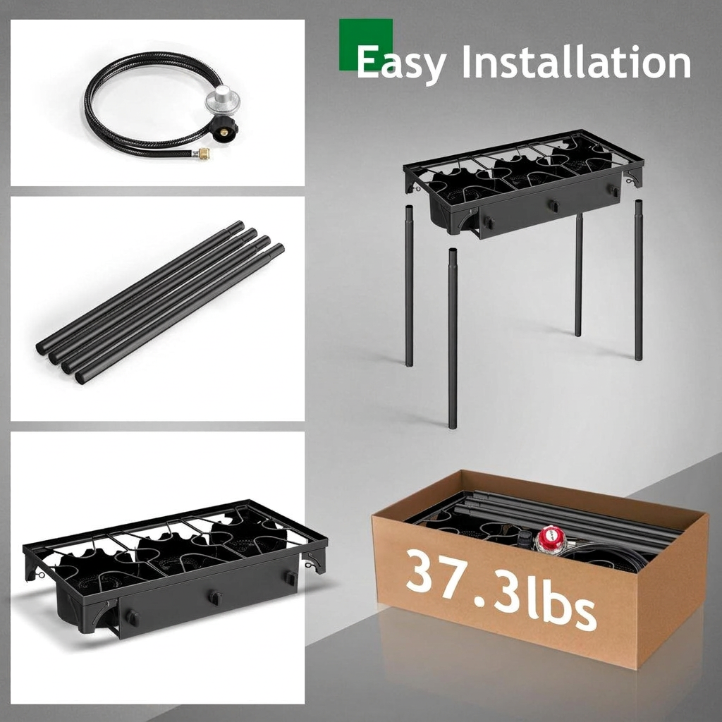 Outdoor Cooking Stove with Removable Legs and Temperature Gauge – Propane Burner