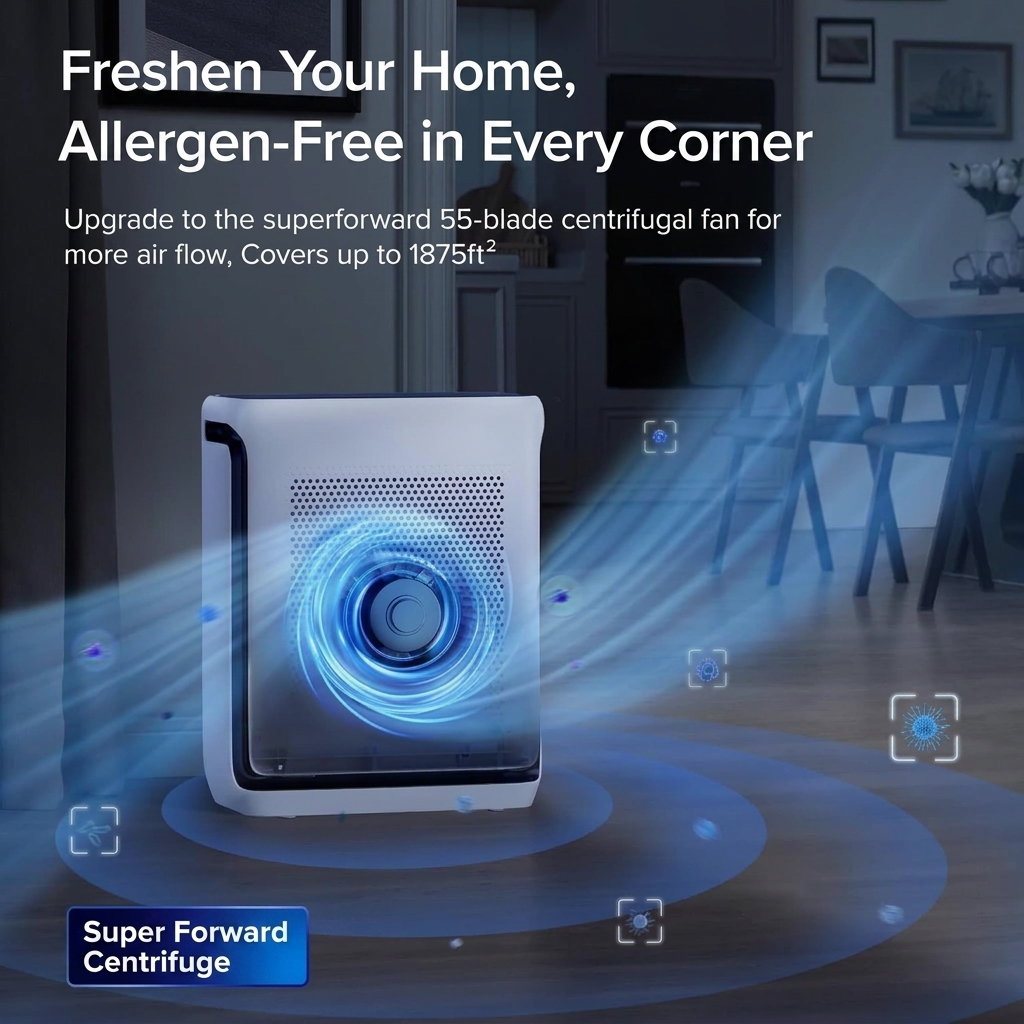 WiFi-Enabled Air Purifier with App Control and Air Quality Monitor