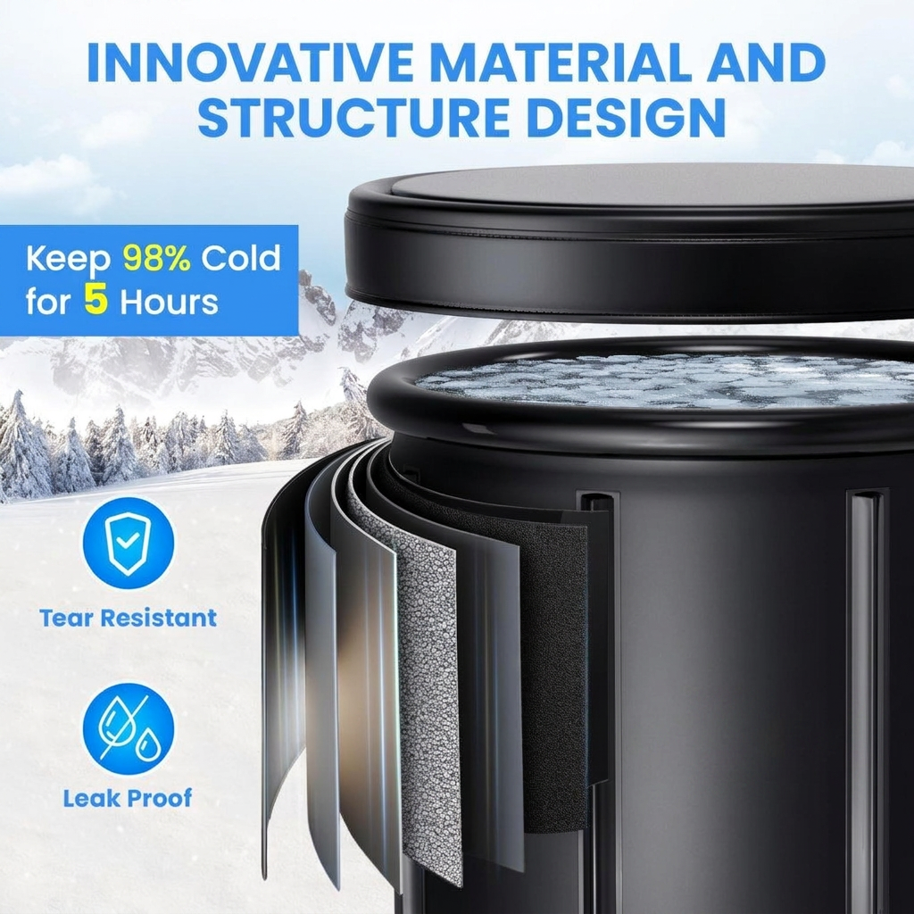 Insulated Cold Plunge Ice Bath Tub – Portable, Available in 4 Sizes & Colors