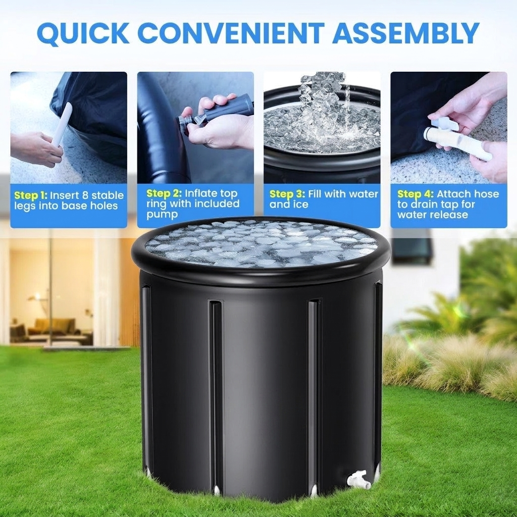 Insulated Cold Plunge Ice Bath Tub – Portable, Available in 4 Sizes & Colors