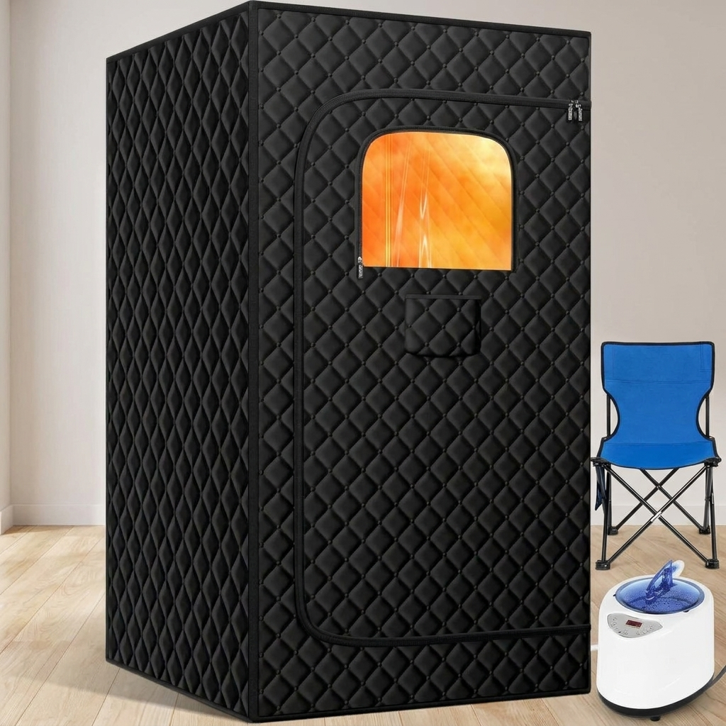 Home Steam Sauna Tent with Generator and Collapsible Chair